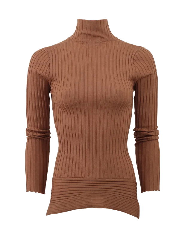 Reversible Drape Side Ribbed Turtleneck