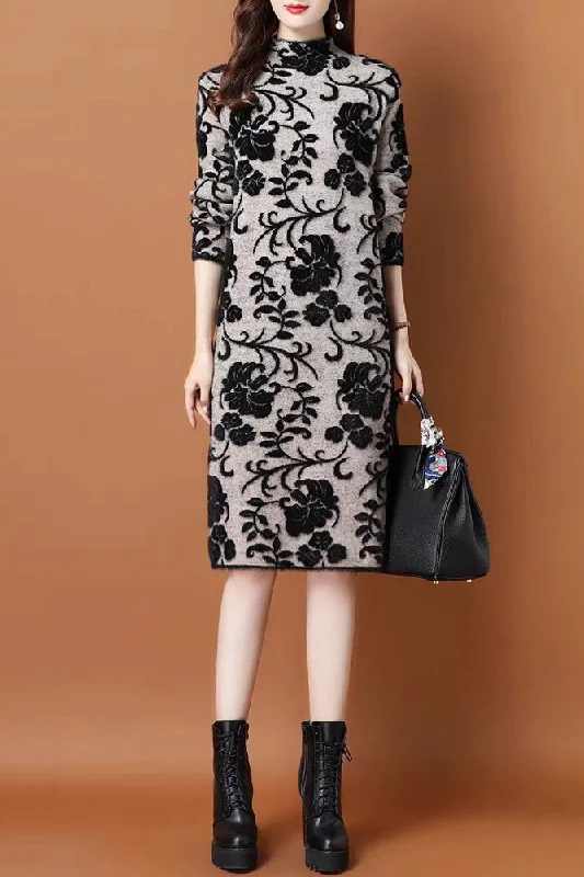 Trendy Print Sweater Dress