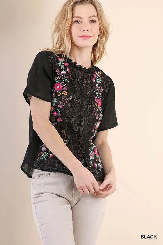 Crochet Floral Embroidered Top