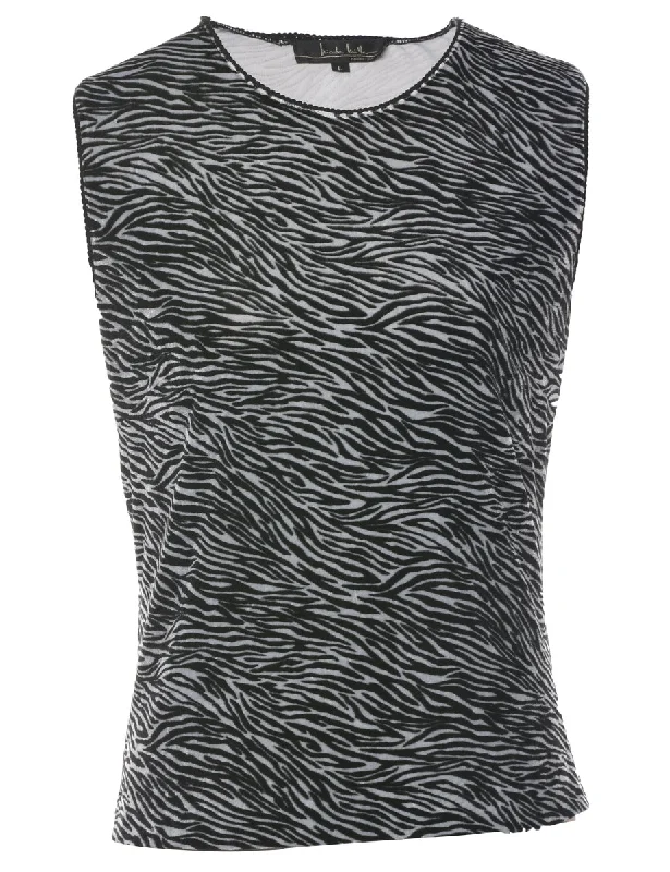 Animal Print Velvet Evening Top - M