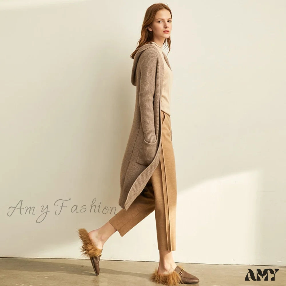 Amy Fashion - Women Fashion New Loose Hat Long Knitted Female Cardigan