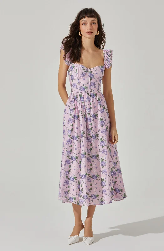 Wedelia Floral Bustier Midi Dress