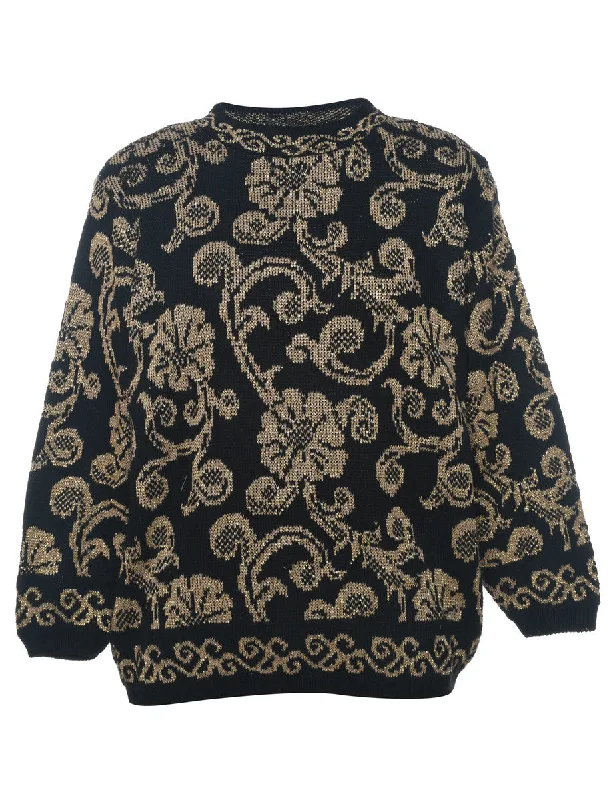 Alfred Dunner Lurex Thread Pattern Floral Jumper - S