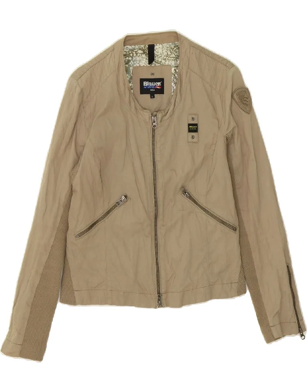 BLAUER Womens Bomber Jacket UK 16 Large Beige