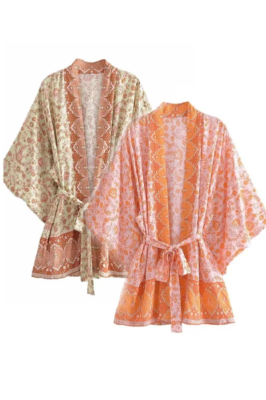 'Isabelle' Lace-up Kimono Dress (2 colors)