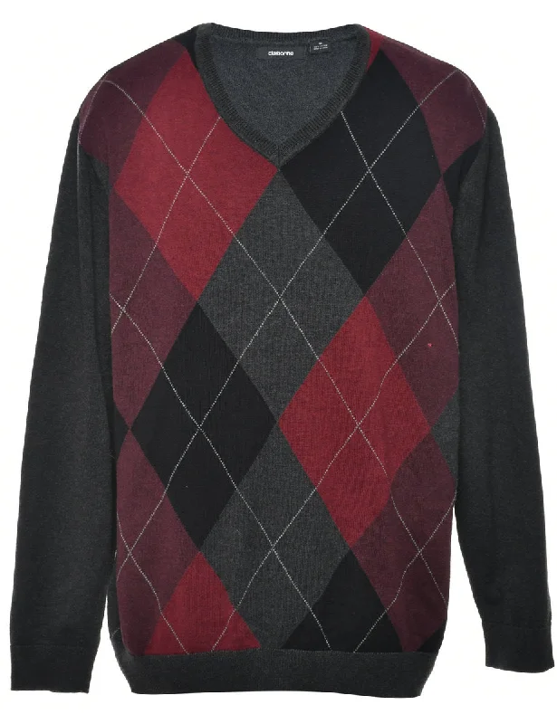 Argyle Knit Jumper - M