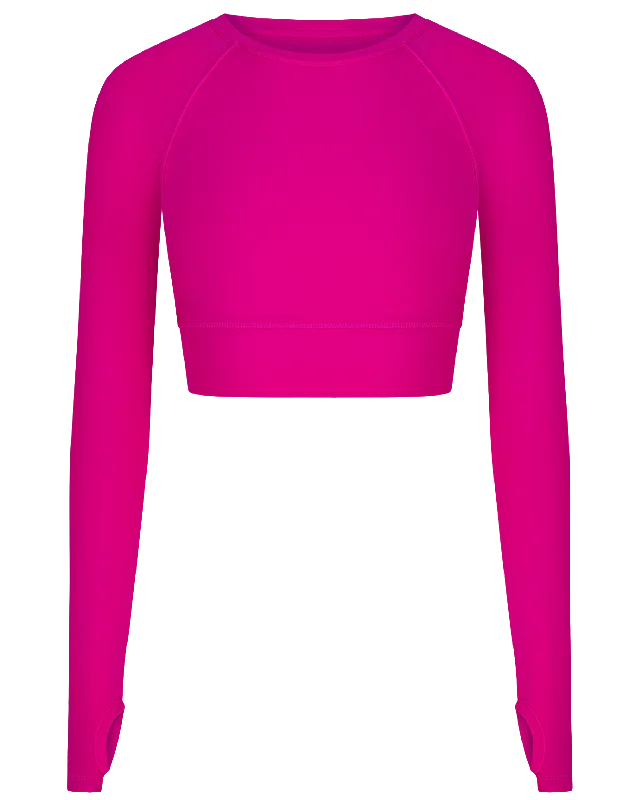 ASH CROPPED RASH VEST - HOT PINK HAZE