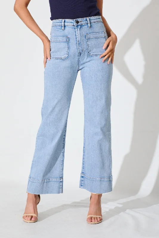 Juani High Rise Wide Leg Jean In Light Blue Denim