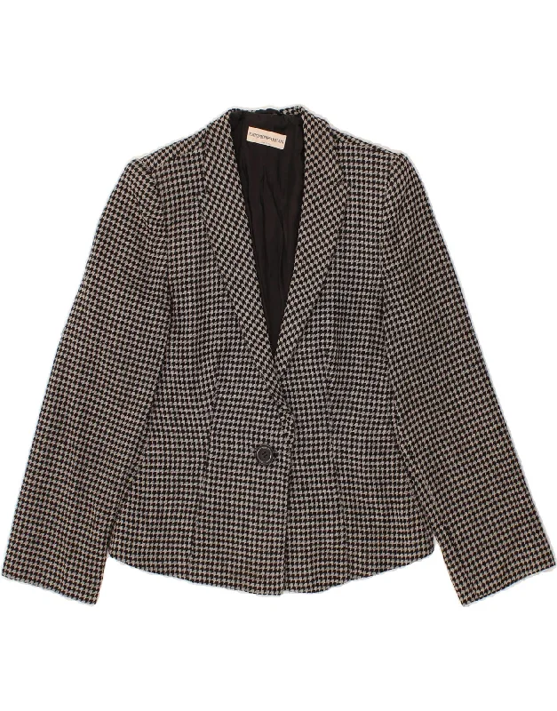 EMPORIO ARMANI Womens Blazer Jacket IT 44  Medium Black Houndstooth