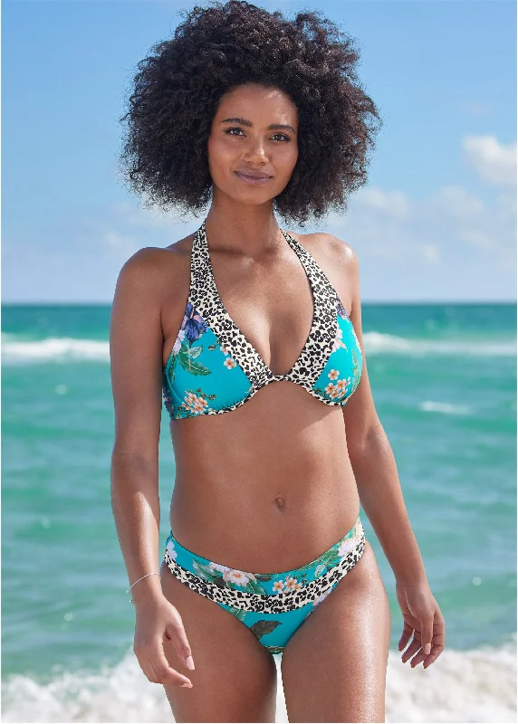 Belize Underwire Halter Top - Water Garden