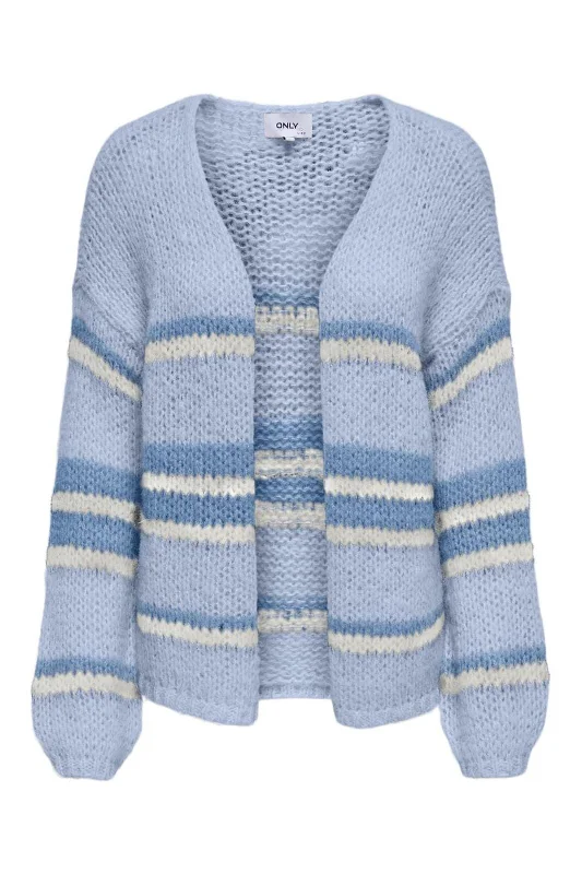 Forudbestilling - Only - Onlnordic Life L/S Cardigan Knt 15307410 - 4702100 - Cashmere Blue W. Allure + Cloud Dancer