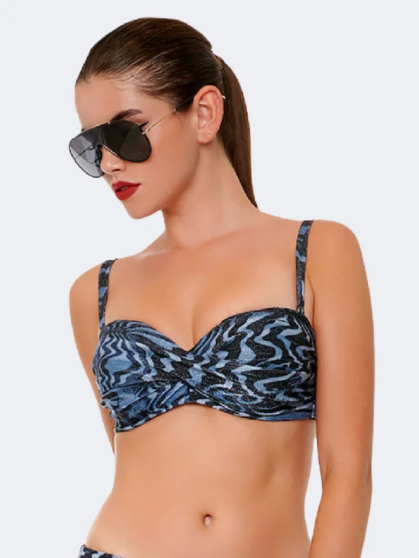 Blue Point  Removable Straps Women Beach Bra Navy