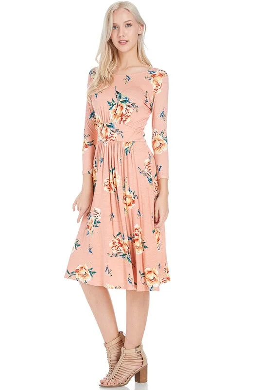 Floral Flowing Midi Dress w/ Pleats