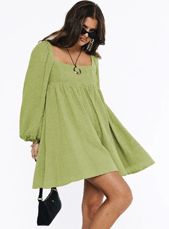 Lorna Long Sleeve Mini Dress Sage