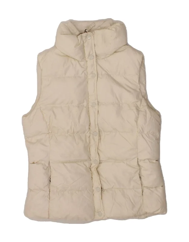 J. CREW Womens Padded Gilet UK 14 Medium Off White Polyester