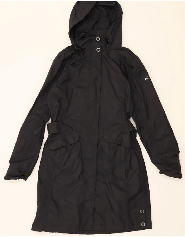 COLUMBIA Womens Hooded Raincoat UK 14 Medium Black Nylon