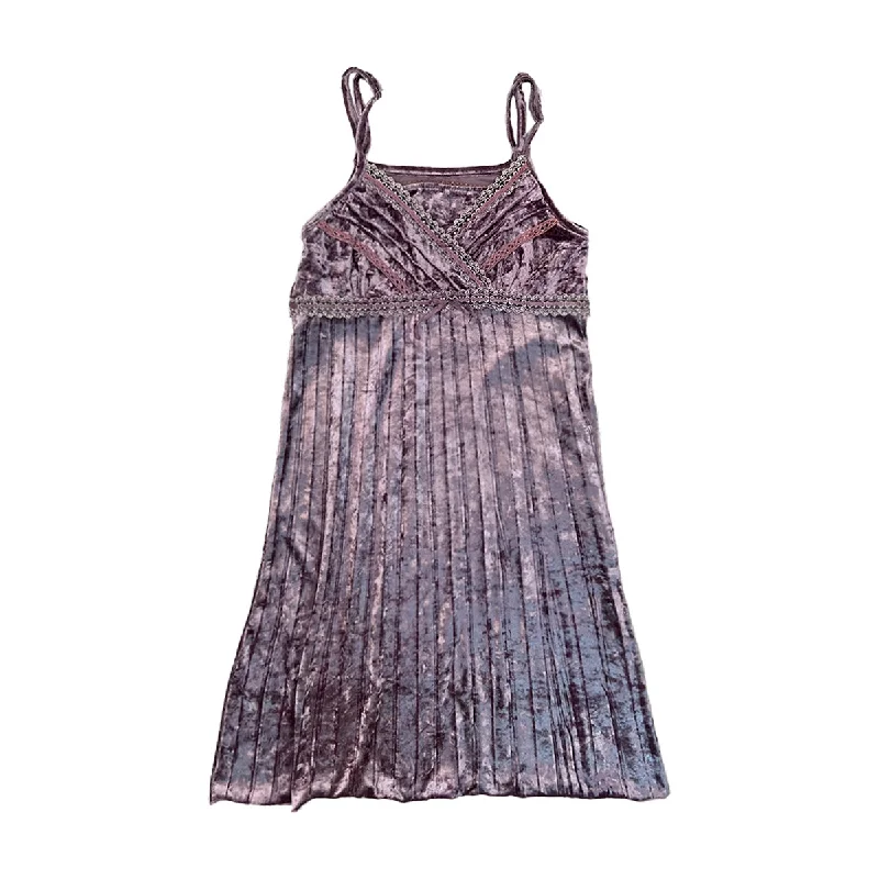 Lace Trim Velvent Cami Dress