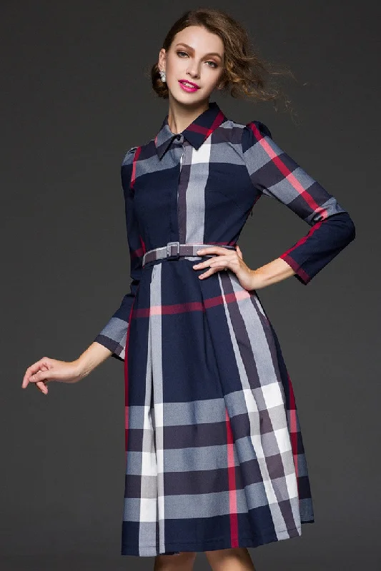 Plaid Dress W/ Belt