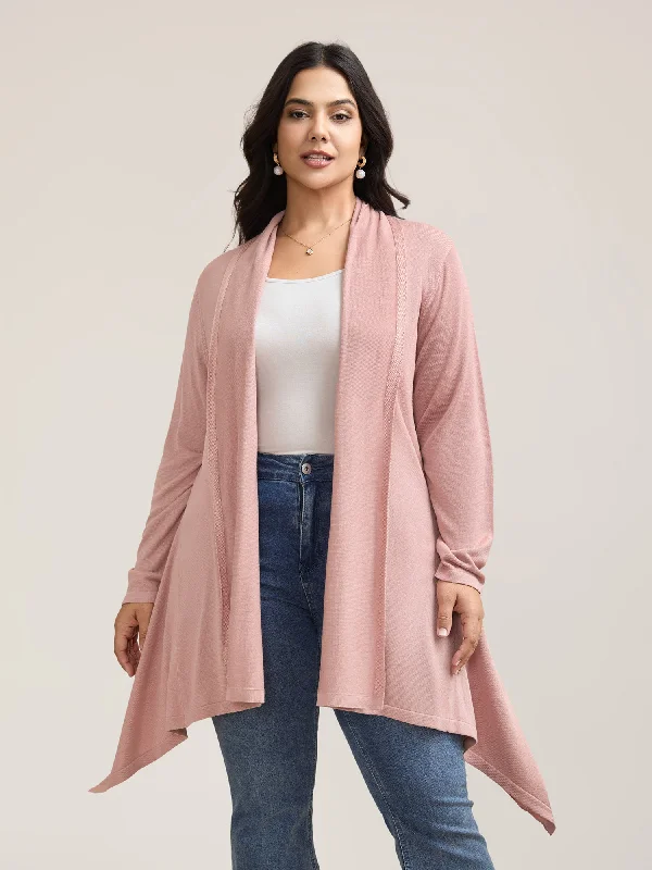 Hi-Low Hem Open-Front Knit Cardigan