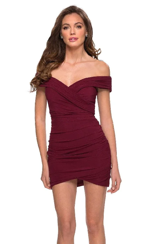 La Femme - 29486 Ruched Off Shoulder Sheath Homecoming Dress