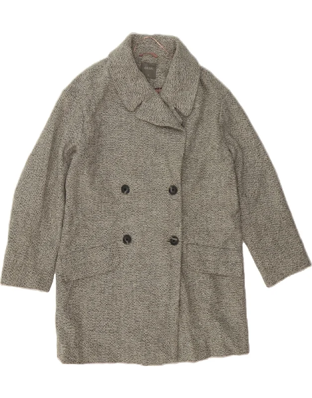 OASIS Womens Double Breasted Coat UK 14 Medium Grey