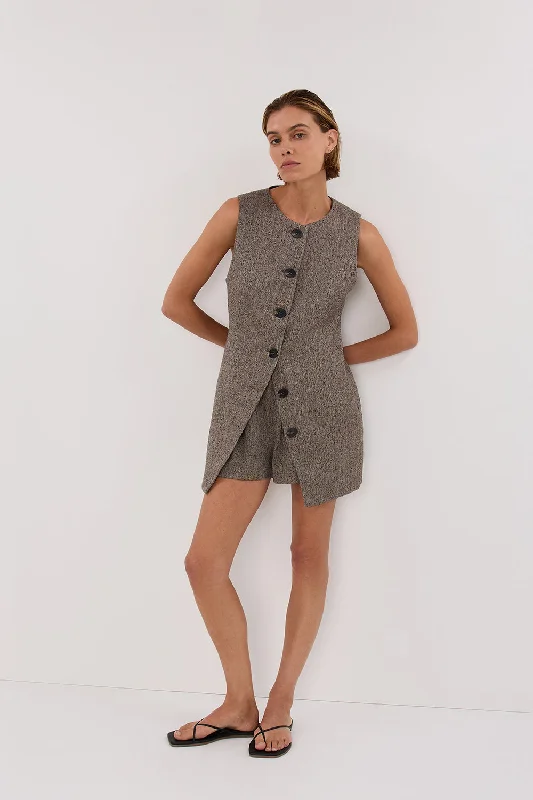 FRANKIE CHOC TWEED TUNIC VEST