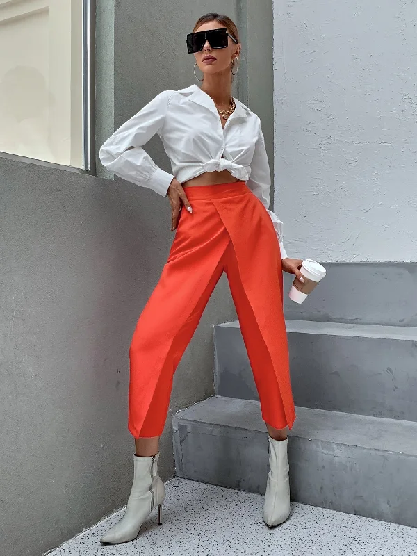 Casual Plain High Waist Capris Women Pants