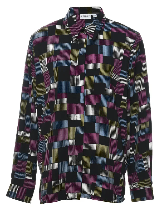 Alfred Dunner Geometric Print Multi-Colour 1980s Shirt - XL