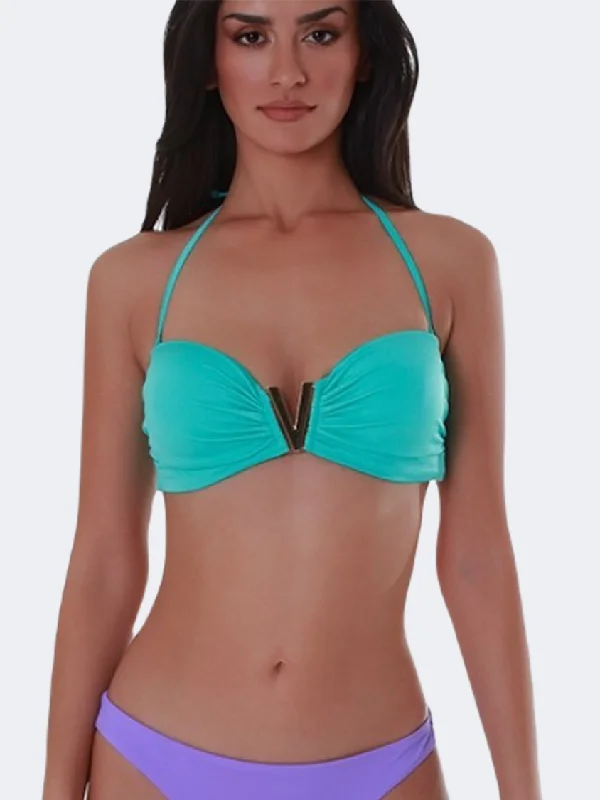 Blue Point Synthetic  Women Beach Bra Petrol