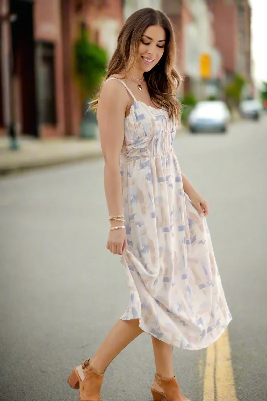 Brush Stroked Sweetheart Top Maxi Dress