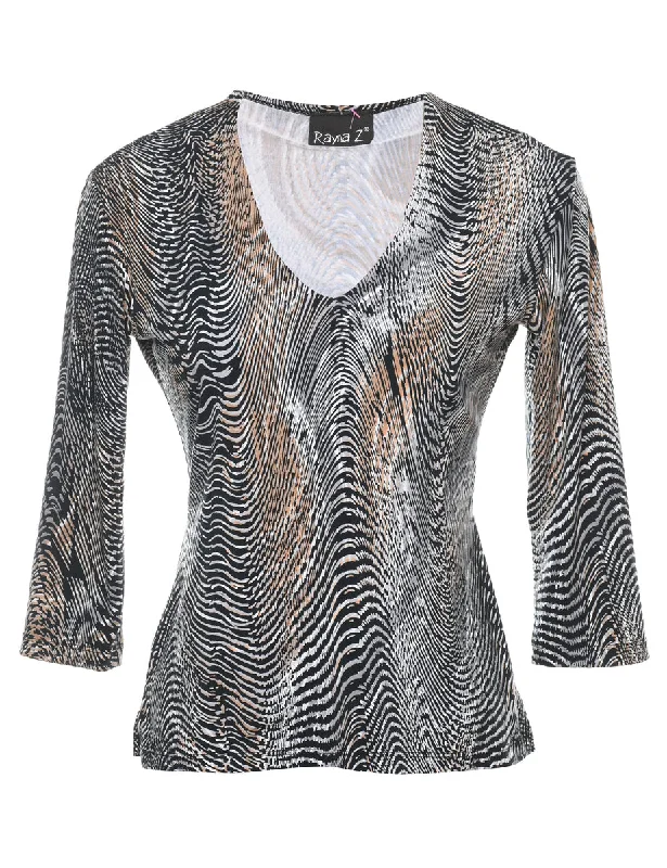 Animal Print Y2K Multi-Colour Top - S