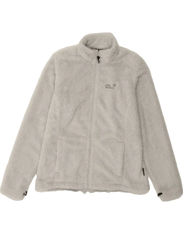 JACK WOLFSKIN Womens Fleece Jacket UK 16 Large  Off White Polyester