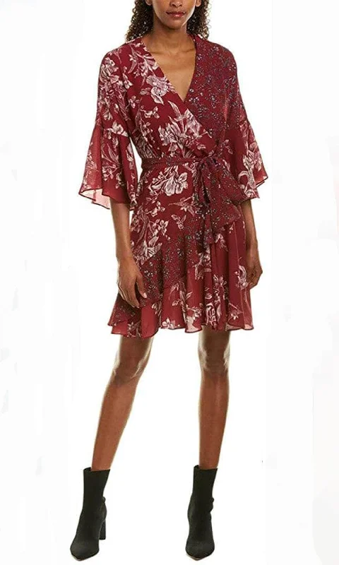 French Connection 71KBI - Floral Print Bell Sleeve Short Dress