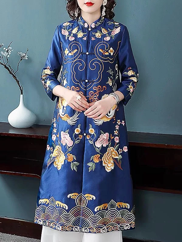 Birds Embroidered Qipao Dress