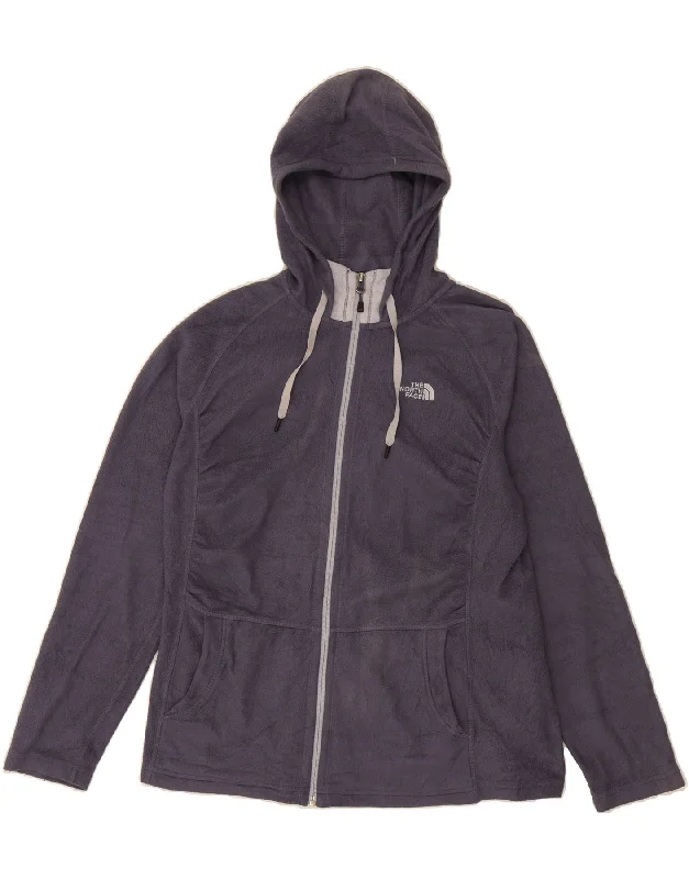 THE NORTH FACE Womens Hooded Fleece Jacket UK 16 Large Navy Blue Polyester