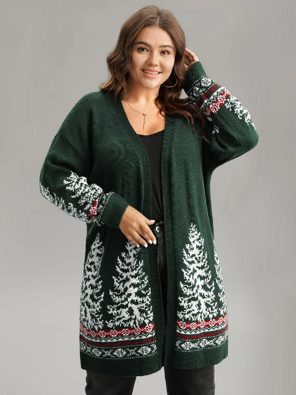 Christmas Trees Contrast Cardigan