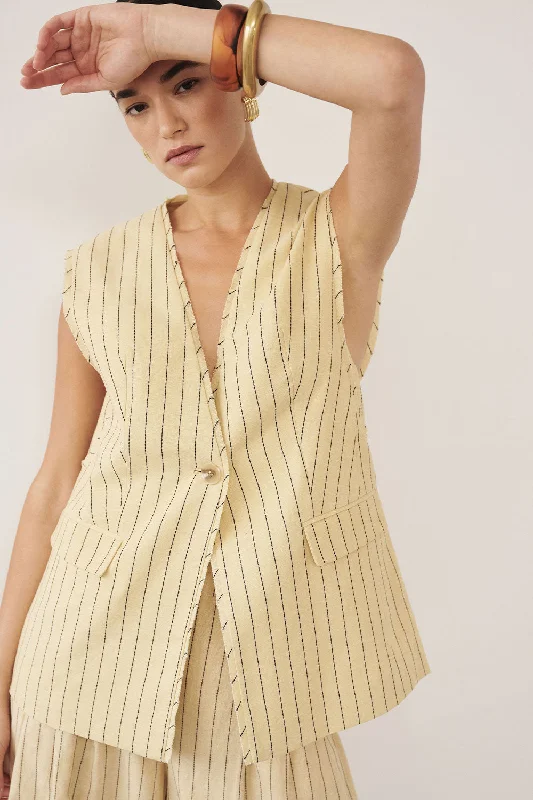 OLLIE DUNE STRIPE OVERSIZED VEST