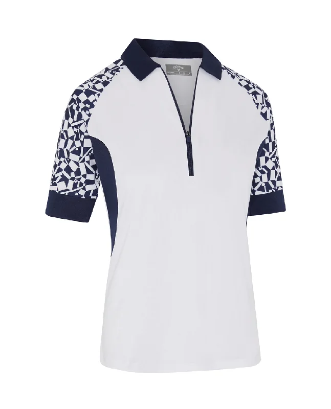 CALLAWAY Two-Tone Geo 1/2 Sleeve Polo CGKSE006 Brilliant White