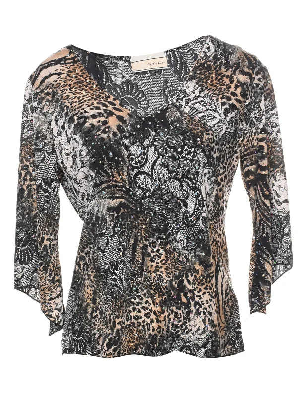 Animal Print Evening Top - M