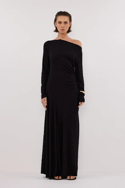 HADLEY BLACK SLEEVED KNIT MAXI DRESS