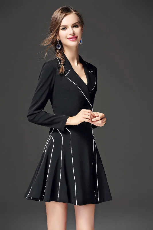 Black Dress With White Piping