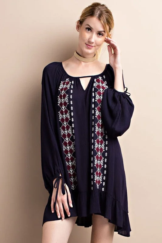 Bohemian Patterned Dress W/ Keyhole