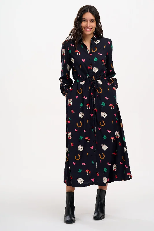 Dottie Maxi Shirt Dress - Black, Lucky Charms