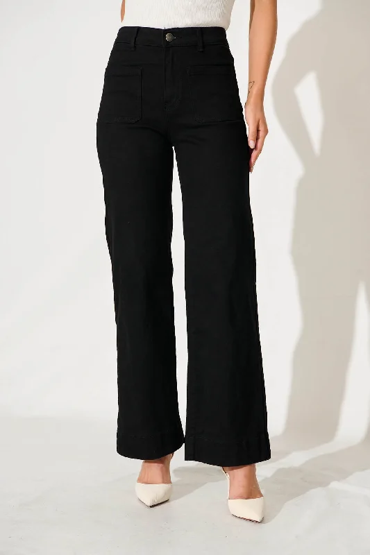 Juan High Rise Wide Leg Jean In Black Denim