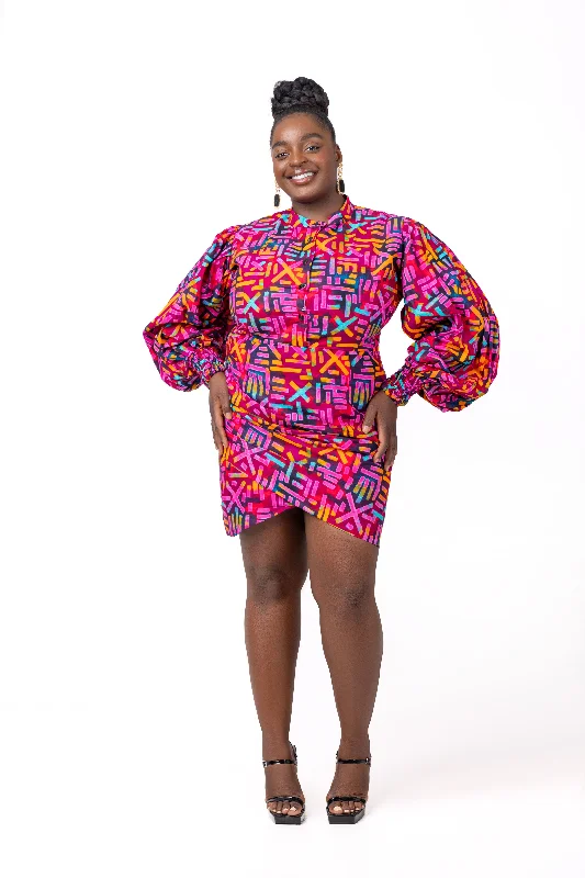 Betty Ankara Short Mini Dress | Pink African Print