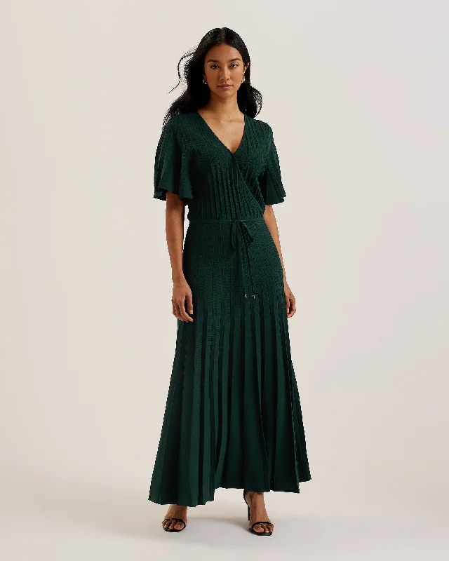 Mariiya Angel Sleeve Knit Maxi Dress Dk-Green