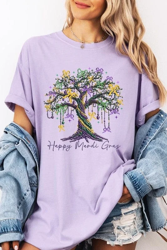 Purple Happy Mardi Gras Bow Tee