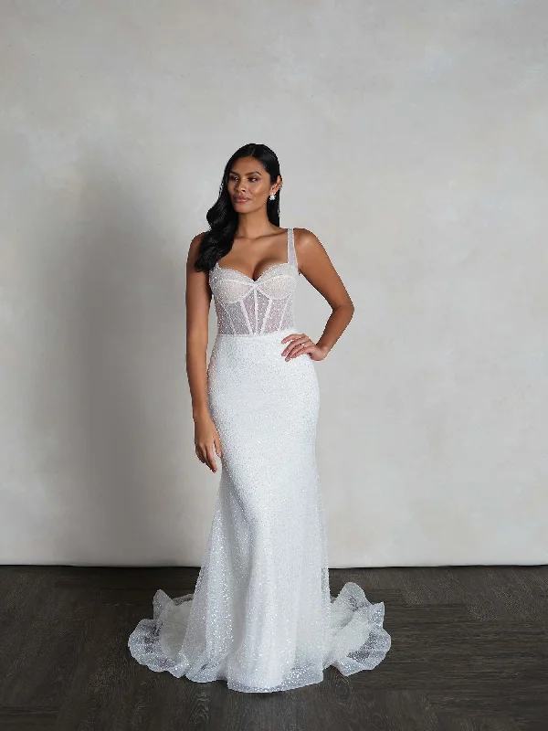 *NEW* Size 14 Fully Beaded Ivory Mermaid Style Scoop Neckline with Low Back Dress - #55149