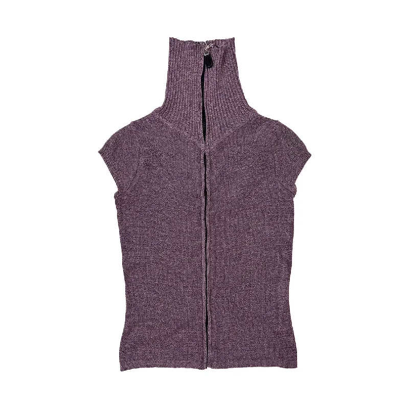 Zip Up Turtle Neck Knit Vest