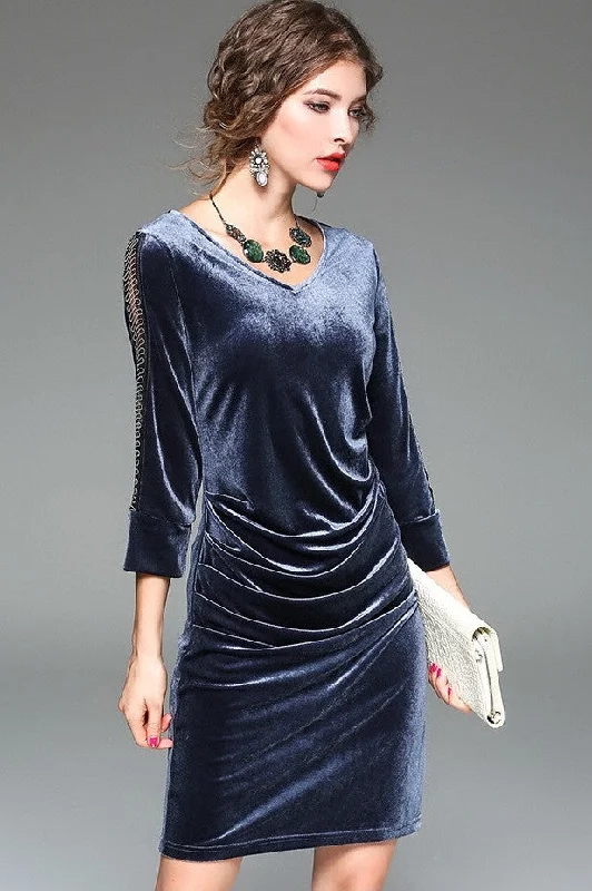 Velvet Dress W/ Beads Detail